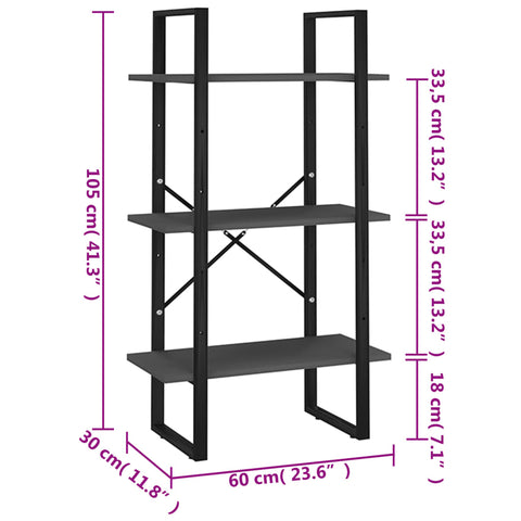 vidaXL Storage Shelf Grey 60x30x105 cm Engineered Wood