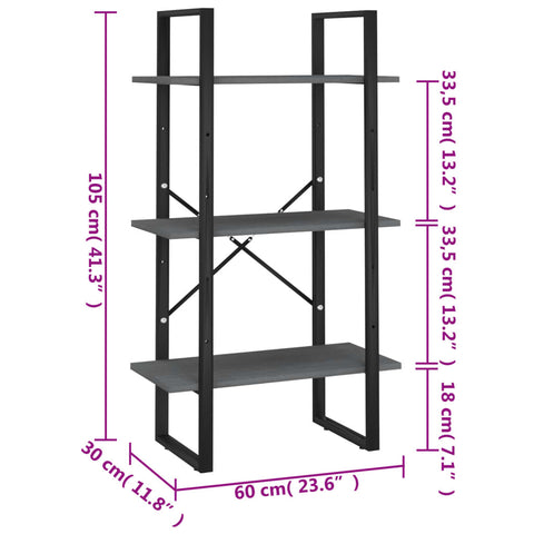 vidaXL Storage Shelf Grey 60x30x105 cm Solid Pine Wood