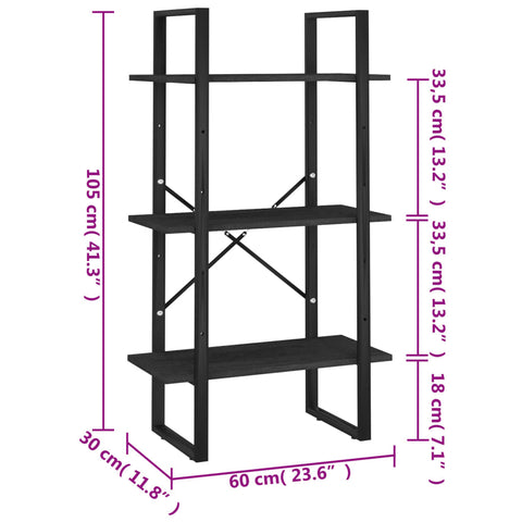 vidaXL Storage Shelf Black 60x30x105 cm Solid Pine Wood