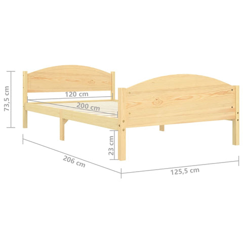 vidaXL Bed Frame without Mattress Solid Pine Wood 120x200cm