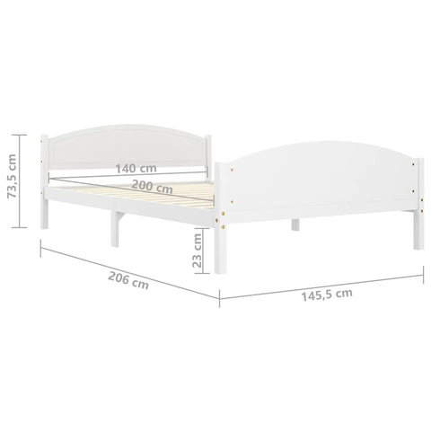vidaXL Bed Frame without Mattress White Solid Pine Wood 140x200cm
