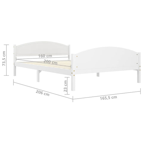 vidaXL Bed Frame without Mattress White Solid Pine Wood 160x200cm
