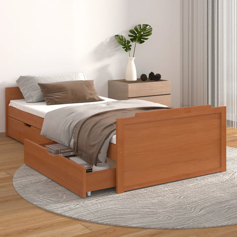 vidaXL Bed Frame without Mattress Honey Brown Solid Wood Pine 90x200 cm