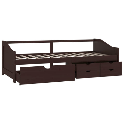 vidaXL 3-Seater Day Bed without Mattress Dark Brown Solid Pinewood 90x200cm
