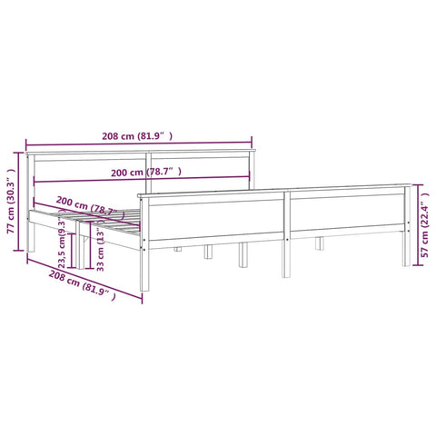 vidaXL Bed Frame without Mattress Honey Brown Solid Wood Pine 200x200cm