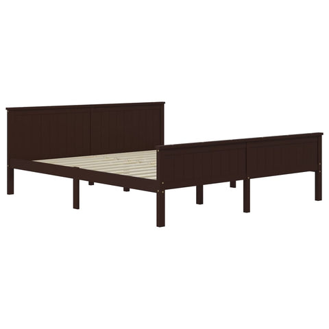 vidaXL Bed Frame without Mattress Dark Brown Solid Wood Pine 180x200 cm Super King