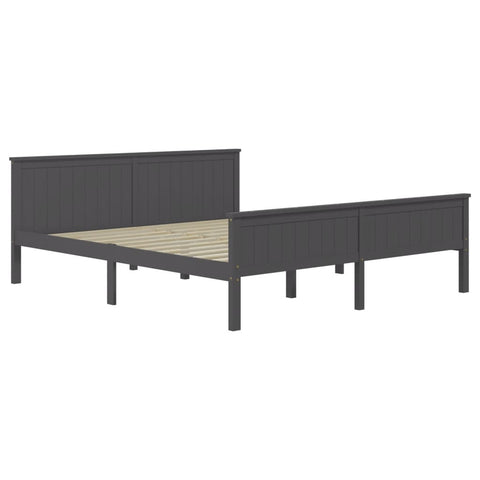 vidaXL Bed Frame without Mattress Grey Solid Wood Pine 180x200 cm Super King