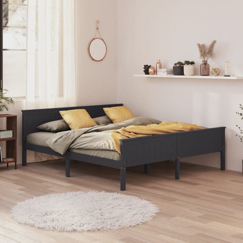 vidaXL Bed Frame without Mattress Grey Solid Wood Pine 200x200 cm