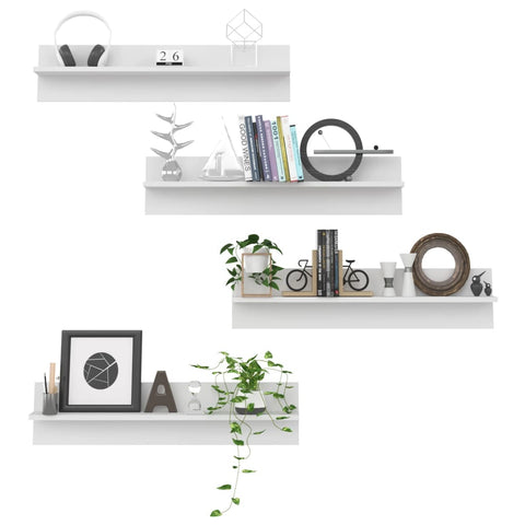 vidaXL Wall Shelf 4 pcs White 80x11.5x18 cm Engineered Wood