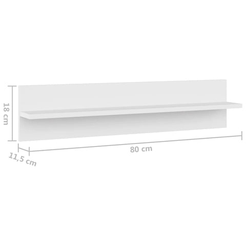 vidaXL Wall Shelf 4 pcs White 80x11.5x18 cm Engineered Wood