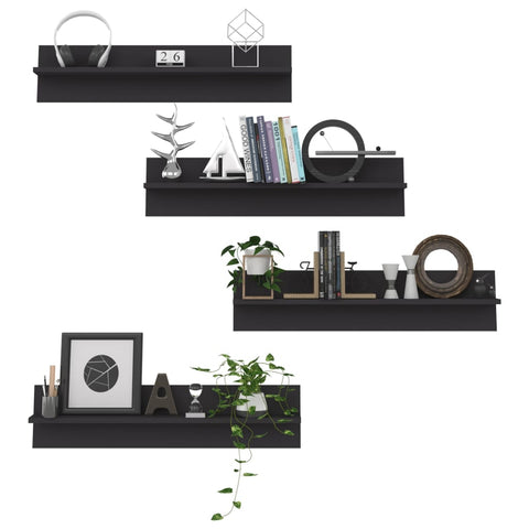vidaXL Wall Shelf 4 pcs Grey 80x11.5x18 cm Engineered Wood