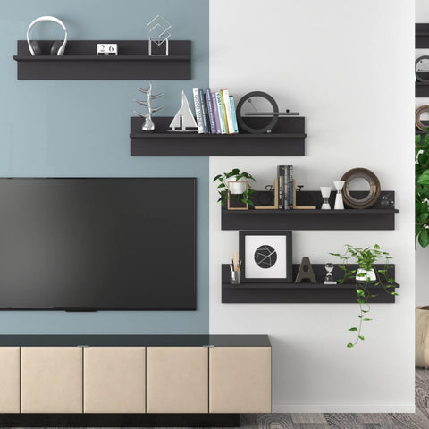 vidaXL Wall Shelf 4 pcs Grey 80x11.5x18 cm Engineered Wood