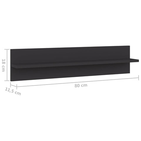 vidaXL Wall Shelf 4 pcs Grey 80x11.5x18 cm Engineered Wood