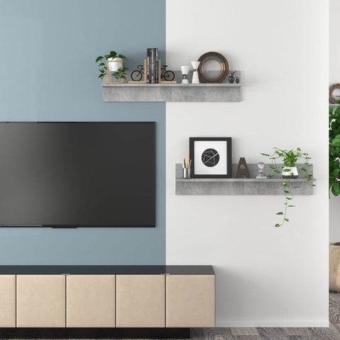 vidaXL Wall Shelf 2 pcs Concrete Grey 80x11.5x18 cm Engineered Wood