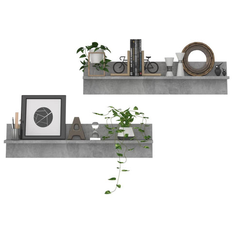 vidaXL Wall Shelf 2 pcs Concrete Grey 80x11.5x18 cm Engineered Wood