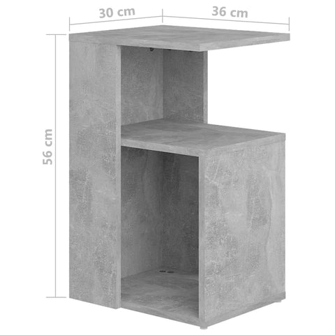 vidaXL Side Table Concrete Grey 36x30x56 cm Engineered Wood