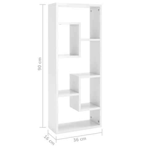 vidaXL Wall Shelf High Gloss White 36x16x90 cm Engineered Wood