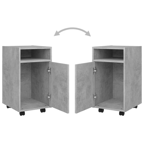 vidaXL Side Cabinet with Wheels Concrete Grey 33x38x60 cm Engineered Wood