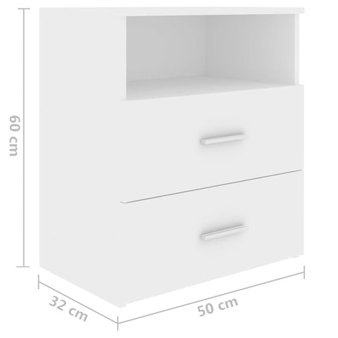 vidaXL Bed Cabinets 2 pcs White 50x32x60 cm