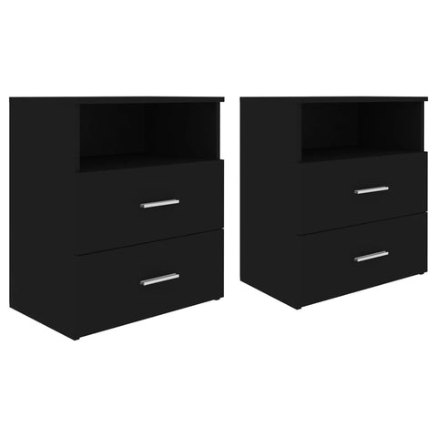 vidaXL Bed Cabinets 2 pcs Black 50x32x60 cm