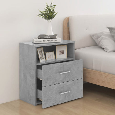 vidaXL Bed Cabinet Concrete Grey 50x32x60 cm