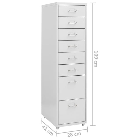vidaXL Mobile File Cabinet Grey 28x41x109 cm Metal
