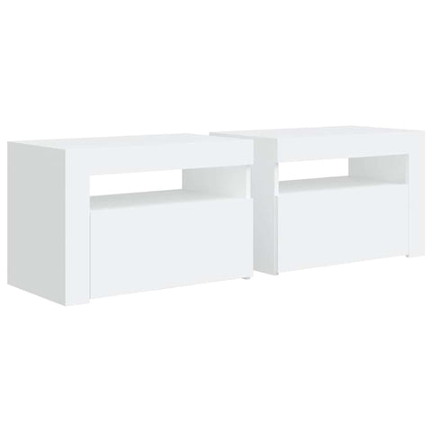 vidaXL Bedside Cabinets 2 pcs with LEDs White 60x35x40 cm