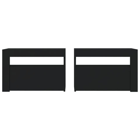 vidaXL Bedside Cabinets 2 pcs with LEDs Black 60x35x40 cm