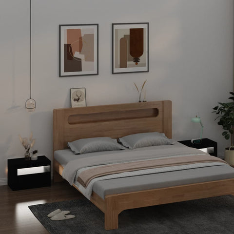 vidaXL Bedside Cabinets 2 pcs with LEDs Black 60x35x40 cm