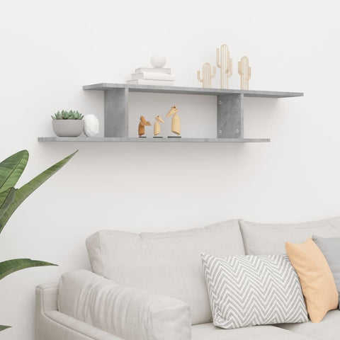 vidaXL Wall-Mounted TV Shelf Concrete Grey 125x18x23 cm Engineered Wood
