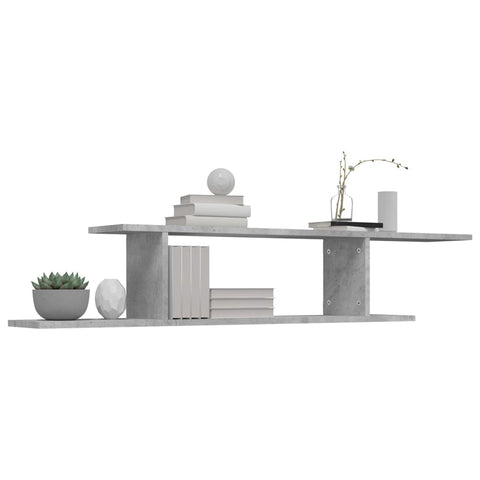 vidaXL Wall-Mounted TV Shelf Concrete Grey 125x18x23 cm Engineered Wood