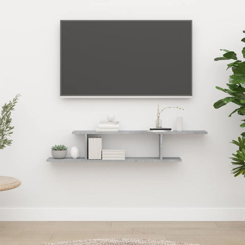 vidaXL Wall-Mounted TV Shelf Concrete Grey 125x18x23 cm Engineered Wood