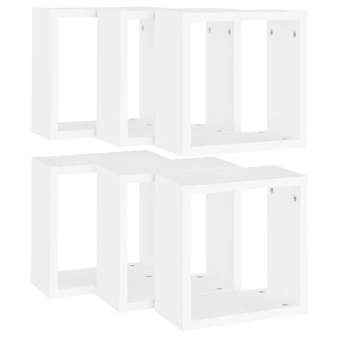 vidaXL Wall Cube Shelves 6 pcs White 30x15x30 cm