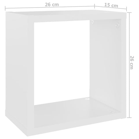 vidaXL Wall Cube Shelves 2 pcs White 26x15x26 cm