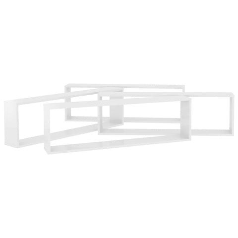 vidaXL Wall Cube Shelf 4 pcs High Gloss White 100x15x30 cm Engineered Wood
