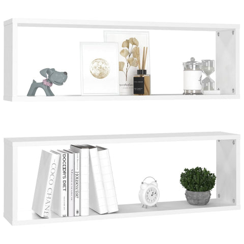 vidaXL Wall Cube Shelf 2 pcs White 80x15x26.5 cm Engineered Wood
