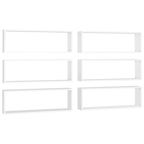 vidaXL Wall Cube Shelf 6 pcs White 80x15x26.5 cm Engineered Wood