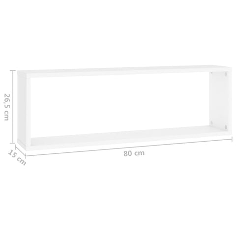 vidaXL Wall Cube Shelf 6 pcs White 80x15x26.5 cm Engineered Wood
