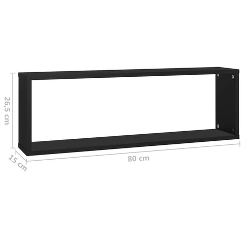 vidaXL Wall Cube Shelf 6 pcs Black 80x15x26.5 cm Engineered Wood