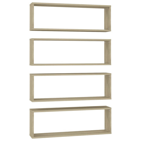 vidaXL Wall Cube Shelf 4 pcs Sonoma Oak 80x15x26.5 cm Engineered Wood
