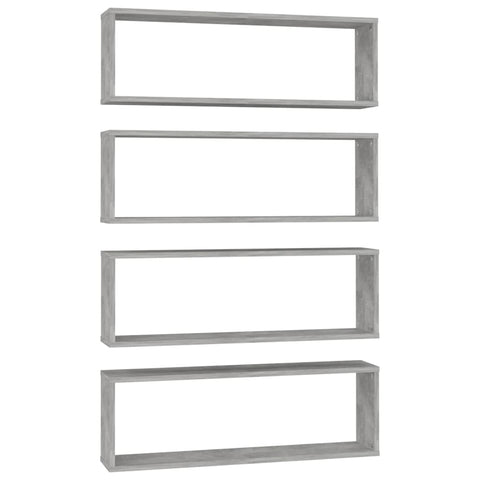 vidaXL Wall Cube Shelf 4 pcs Concrete Grey 80x15x26.5 cm Engineered Wood