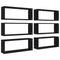 vidaXL Wall Cube Shelf 6 pcs Black 60x15x23 cm Engineered Wood
