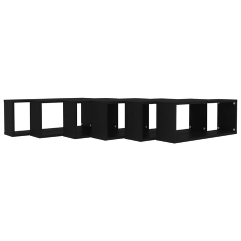 vidaXL Wall Cube Shelf 6 pcs Black 60x15x23 cm Engineered Wood