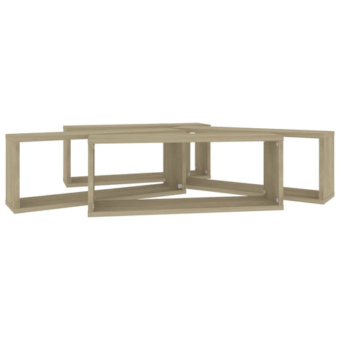 vidaXL Wall Cube Shelf 4 pcs Sonoma Oak 60x15x23 cm Engineered Wood