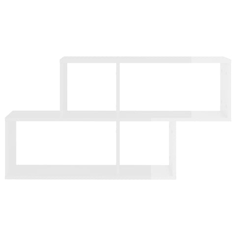 vidaXL Wall Shelf High Gloss White 100x18x53 cm Engineered Wood