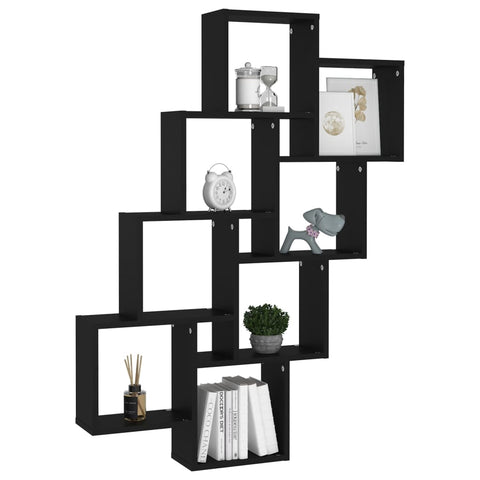 vidaXL Wall Cube Shelf Black 90x15x119 cm Engineered Wood