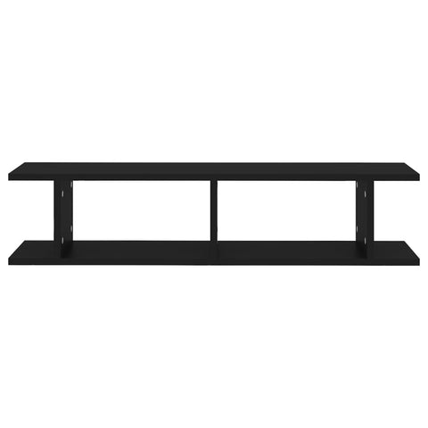 vidaXL Wall Shelf 2 pcs Black 90x18x20 cm Engineered Wood