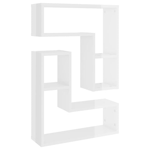 vidaXL Wall Shelf 2 pcs High Gloss White 50x15x50 cm Engineered Wood