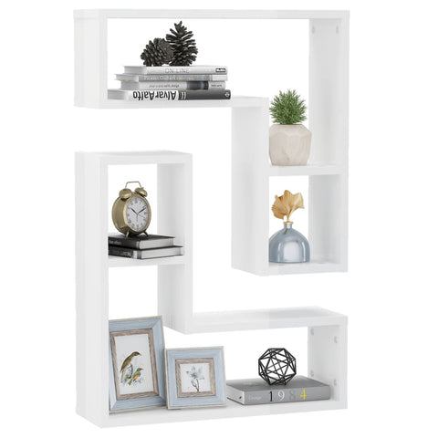 vidaXL Wall Shelf 2 pcs High Gloss White 50x15x50 cm Engineered Wood