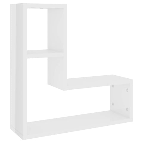 vidaXL Wall Shelf 2 pcs High Gloss White 50x15x50 cm Engineered Wood
